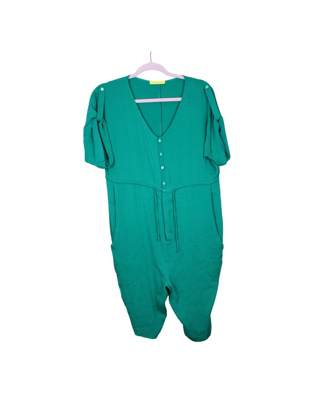 Catherine Malandrino Emerald Green Short Sleeve Lightweight Tie Waist Romper S